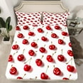 thumbnail image 2 of Castle Fairy Red Cherry 4-Piece Full Size Sheets,Fresh Fruit Bed Sheets,Botanical Plants Lightweight Sheet Sets,Luxury Teens Bedroom Decor, 2 of 7