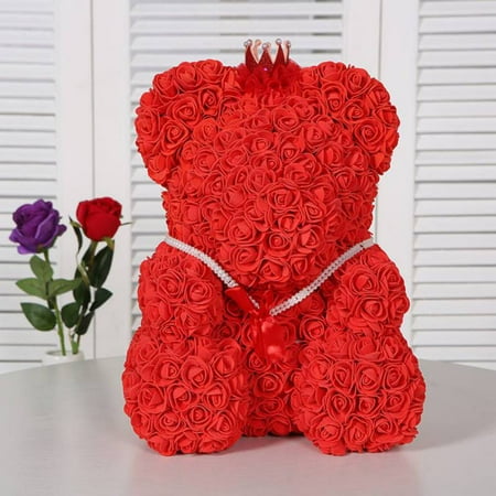 Red Rose Hand Made Teddy Bear Artificial Forever Best Gift,Graduation Gift, Flowers for Valentine's Day, Mother's Day, Graduation, Christmas, Anniversaries, Birthdays,