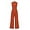 Brick Red, variant on Womens Summer One Piece Sleeveless Mock Neck Wide Leg Pants Rompers With Pockets
