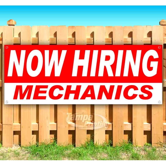 Now Hiring Mechanics 13 oz Vinyl Banner With Metal Grommets