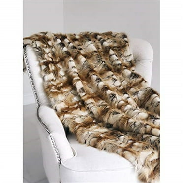 Plutus Brands PBSF1403-6090-TC 60 x 90 in. Brandy Gold & White Faux Fox Handmade Luxury Throw