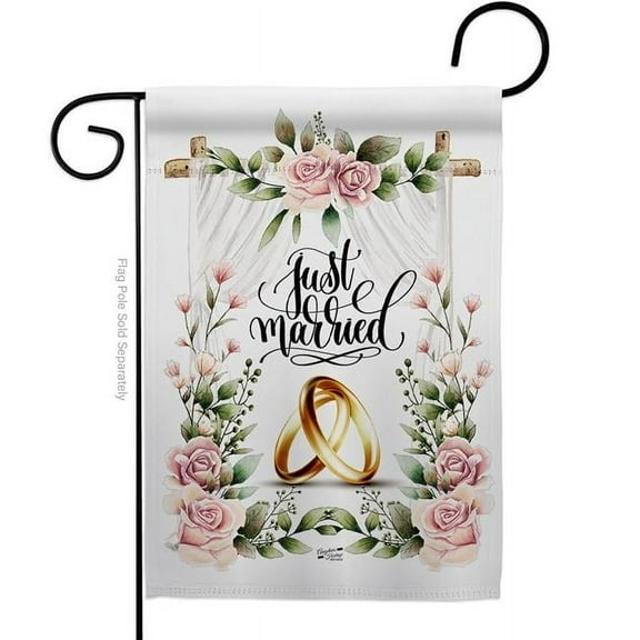 Angeleno Heritage G135506-BO Wedding Rings Celebration Double-Sided Decorative Garden Flag, Multi Color
