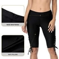 thumbnail image 3 of Women Lace Up Swim Shorts Long Board Shorts High Rise Swim Capris Bottoms, 3 of 7