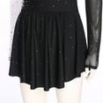 thumbnail image 3 of Aislor Women Sparkly Rhinestone Figure Skating Long Sleeve Lyrcial Ballet Dance Leotard Dress Black S, 3 of 7