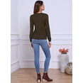 thumbnail image 3 of DARING DIVA Women's Pleated Trim Casual Long Sleeve Top XL Dark Brown, 3 of 6