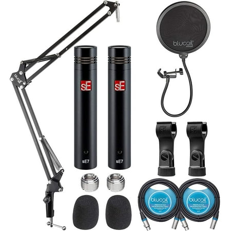 sE Electronics SE7 Small-Diaphragm Microphone with Blucoil Boom Arm, Pop Filter & XLR Cables