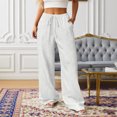 thumbnail image 2 of Glisme Trousers For Women Solid Color Elastic Waist With Pockets And Drawstring Summer Comfortable Women Wide Leg Pants Size L Mint Green, 2 of 5