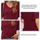 thumbnail image 4 of Camisa de manga corta acampanada con cuello en V para mujer, Top informal de verano para ocio, oficina y escuela, 4 of 5