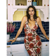 thumbnail image 5 of Vestido de Verano para Mujer con Escote en V Profundo y Estampado Floral Cruzado. Rojo L, 5 of 9