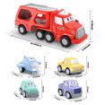 thumbnail image 4 of JoyStone 5 in 1 Carrier Truck Transport Car Toys with Light and Sound, Pull Back Cars & Airplane, Vehicles Toys for Kids Age 2-6, Christmas Birthday Gifts, Red, 4 of 9