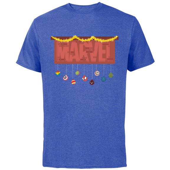 Marvel Logo Holiday Christmas Avengers Super Hero Ornaments - Short Sleeve Cotton T-Shirt for Adults - Customized-Royal Heather