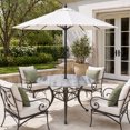 thumbnail image 2 of Round Outdoor Tablecloth with Umbrella Hole and Zipper, Light Gray Ombre Tablecloth with Elastic Waterproof, Modern Abstract Art Oil Painting Patio Table Covers for 55" - 60" Picnic Pool Tables, 2 of 9