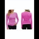 thumbnail image 2 of Camisetas Básicas Ajustadas Informales de Cuello Redondo y Larga Acanaladas para Mujer Rosa Brillante L, 2 of 6