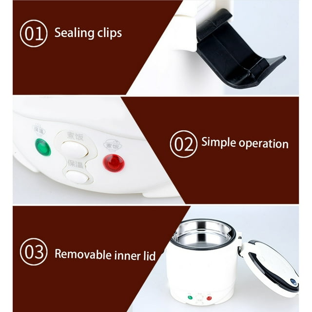 Car Rice Cooker Mini Cooking Tools 24V Multifunctional 1L Soup Electric Heater Travel Truck Lunchbox Food Appliance Machine 24V 24V/White