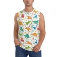 thumbnail image 2 of Lsque Dinosaur Print Men's Cotton Blend Sleeveless Muscle Shirts (S-3XL)- Moisture Wicking, Odor Protection, UPF 30+,3X-Large, 2 of 8