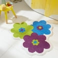thumbnail image 3 of TOWN & COUNTRY PLAY Blossom Retro Daisy Flower Shaped Bath Mat, Absorbent Tufted Floor Mat, Non-Slip Backing, Machine Washable, Blue/Green/Purple, 31.5"x31.5", 3 of 10
