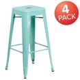 thumbnail image 4 of Commercial Grade 4 Pack 30" High Backless Mint Green Indoor-Outdoor Barstool, 4 of 9