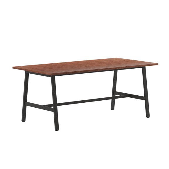 Emma Oliver 72x36 Dining or Gaming Table with Double Sided Laminate Table Top and Heavy Duty A-Frame Steel Base, Walnut
