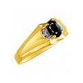 thumbnail image 3 of RYLOS Mens Rings Yellow Gold Plated Silver Classic Design 7X5MM Oval Gemstone & Diamond  Onyx October Birthstone Ring Size 11, 3 of 6