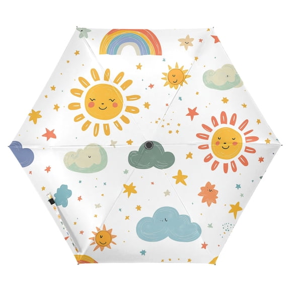FORMRS Travel Umbrella Folding Auto Open Close Windproof Rain UV Protection, Rainbows Pattern