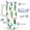 thumbnail image 3 of 40oz Watercolor Cactus Succulents Stainless Steel Flip Straw Tumbler Spill Proof Travel Cup Double Wall Vacuum Insulated Coffee Mug with Top Handle, 3 of 6
