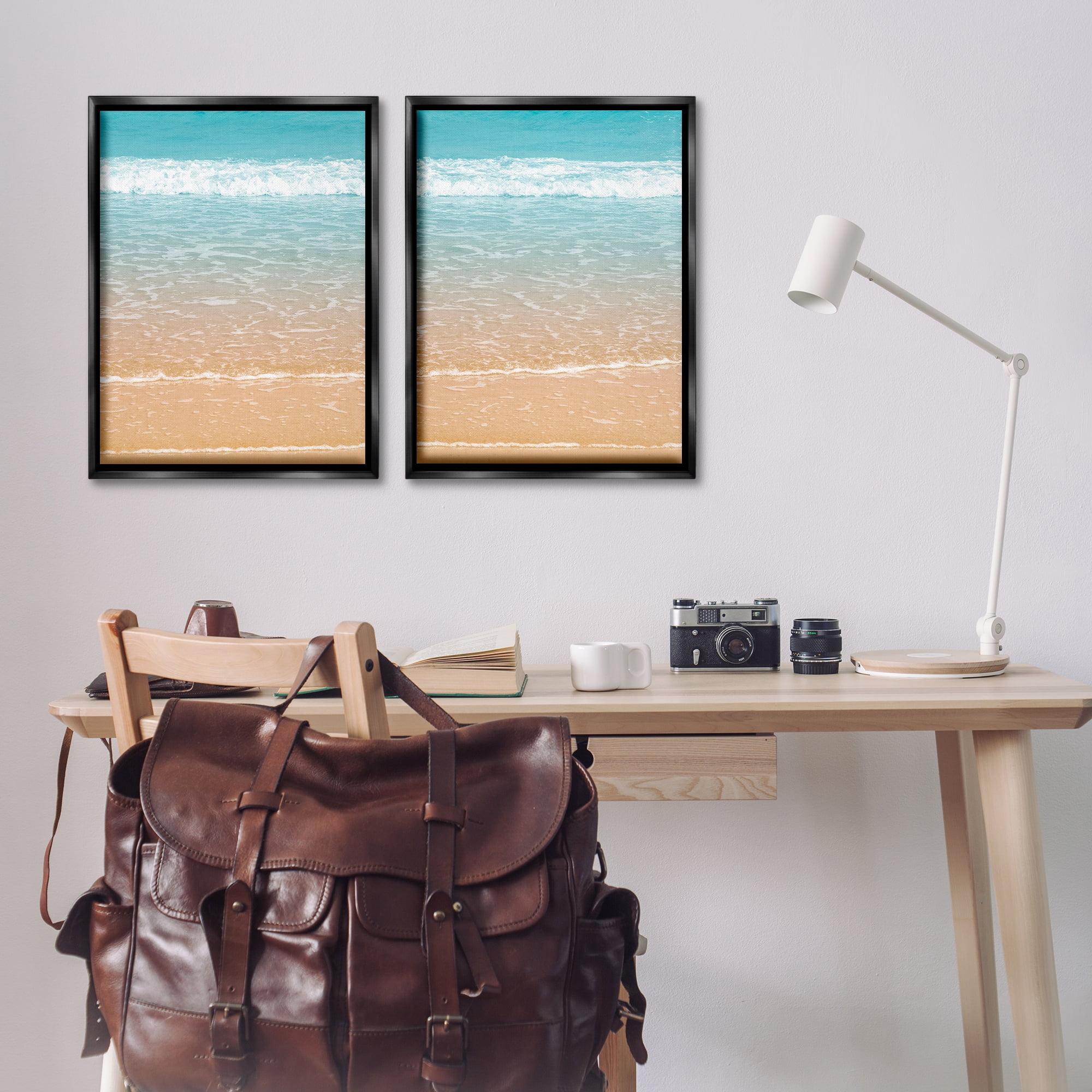 Stupell Industries Vivid Calming Beach Views Nautical & Beach Photography Black Floater Framed Canvas Art Print Wall Art, 21 x 31, Set of 2