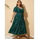 thumbnail image 5 of Vestido Simplee para mujer, cuello en V, talla grande, terciopelo 3XL, verde oscuro, 5 of 6