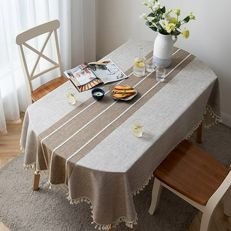 

ASWMXR Long Oval Tablecloth Waterproof Cotton Linen Lattice Simple Foldable Telescopic Table Oval Coffee Table Dining Table Cloth Home