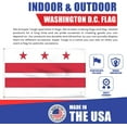thumbnail image 3 of Super Tough Washington D.C. 3ft x 5ft Outdoor Flag | Durable Heavyweight Nylon Fabric | Strong Canvas Heading & Brass Grommets | Perfect for Indoor & Outdoor Display, 3 of 7