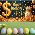 thumbnail image 6 of Golden Theme Happy Birthday Banner Decorative Design Party Backdrop for Birthday Celebration Indoor Party Event, 6 of 8