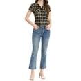 thumbnail image 2 of Unique Bargains Women's Casual Boyfriend Plaid Button Down Flannel Shirt S Blue Yellow, 2 of 6
