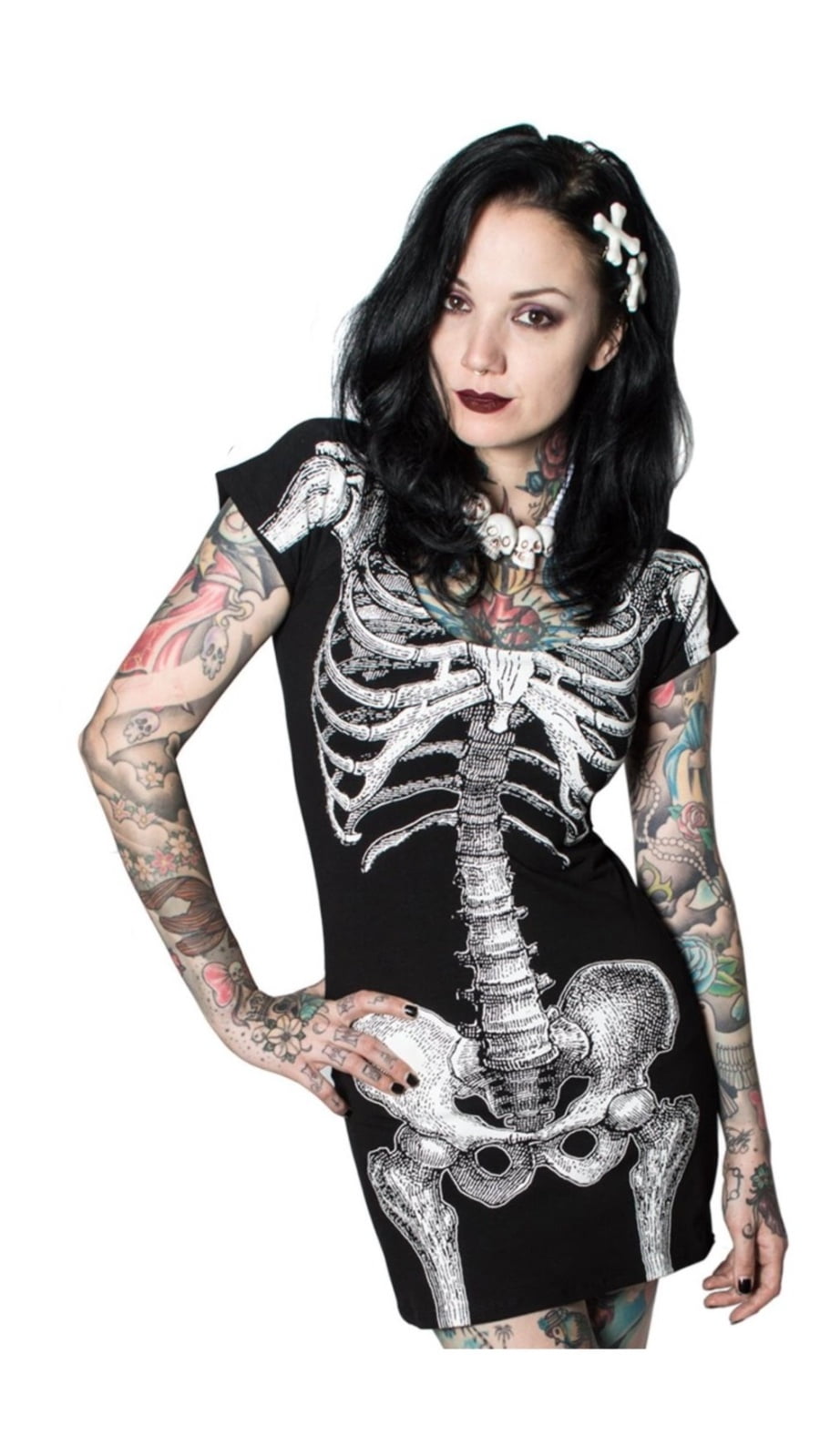 Kreepsville 666 Skeleton Hand Running Shorts - Gothic Punk Design, Black/White, Women's Size XL