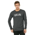 thumbnail image 2 of Daxton Retro Dallas Arch Font Long Sleeves T Shirt Soft Medium Weight Cotton, Heather Charcoal Tee White Font, S, 2 of 2