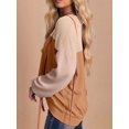 thumbnail image 3 of Womens Fashion 2025 Color Block Long Sleeve Crewneck Knitted Casual Loose Pullover Shirts Tops Light Khaki XXL, 3 of 5