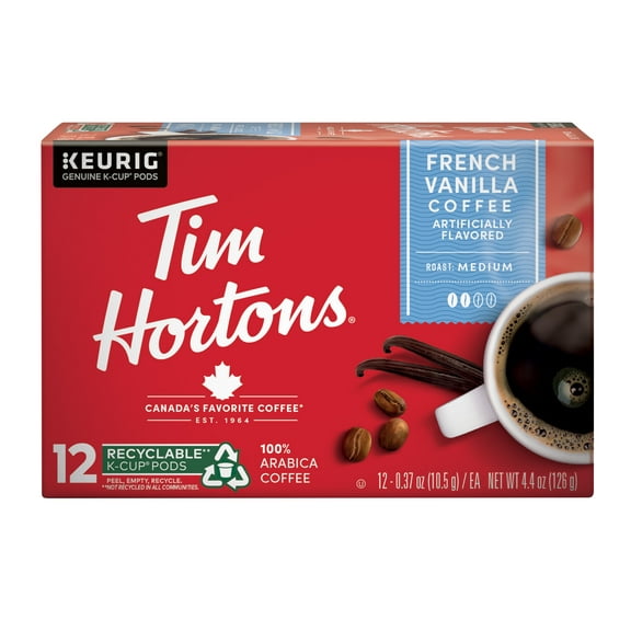 Tim Hortons, French Vanilla, K-Cup Coffee Pods, Medium Roast, 12 Count