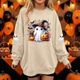 thumbnail image 2 of WAVSUF Kids Girls Halloween Sweatshirt, Long Sleeve Round Neck Loose Fit Festive Fall Casual Pullover Brown 3, 2 of 7
