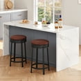 thumbnail image 2 of 360° Swivel Bar Stools, 24" Backless Counter Height Bar Stools with Footrest, Pu Leather Upholstered and Metal Frame, for Kitchen Island, Dining Room, Home Bar, 2 of 9