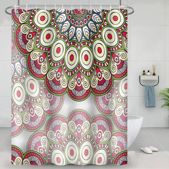 Bohemian Mandala Shower Curtains Indian Boho Paisley Floral Print Bathroom Decor Shower Curtain Sets with Hooks Waterproof Polyester Fabric, 72 x 72 Inch