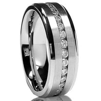 Metal Masters 7mm Mens Eternity Titanium Ring Wedding Band Cubic Zirconia Cz