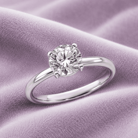 Mooneye 2.11 Carat Round Cut Moissanite Solitaire Ring 925 Sterling Silver Classic 4-Prong Engagement Ring for Women