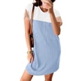 thumbnail image 2 of Fantaslook Summer Color Block Dresses for Women Crewneck Short Sleeve T shirts Dress Ribbed Dresses with Pockets, 2 of 8