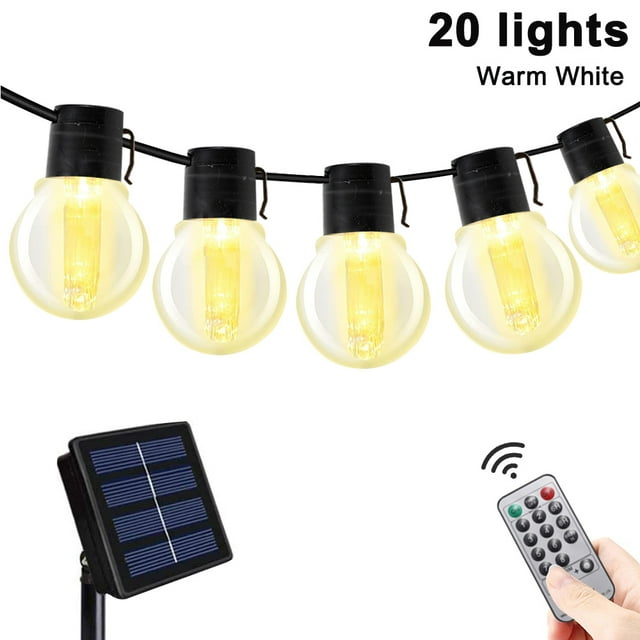 Solar String Lights Outdoor Waterproof Patio LED Lights with 20 Shatterproof Bulbs,Hanging Lights Solar Powered for Backyard Garden Porch Yard Decor