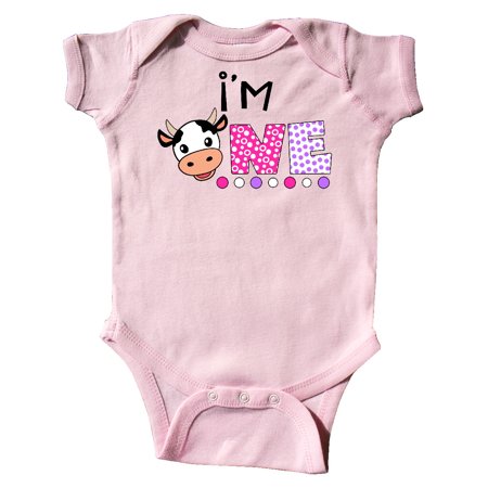 

Inktastic I m 1 Cute Cow and Polka Dots Gift Baby Boy or Baby Girl Bodysuit