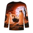 thumbnail image 3 of Camisas de Manga Larga para Hombres Imprimir Blusa de Manga Corta de Cuello Redondo, Camisas de Lino para Hombres, 3 of 4