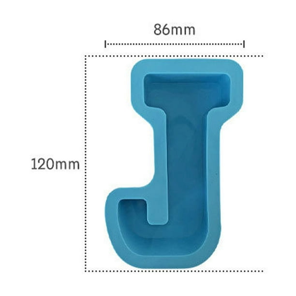 Molde de silicona con letras del alfabeto para hornear pasteles | Molde flexible y reutilizable con letras inglesas para jabón, velas, cera, resina | Molde decorativo con letras azules para