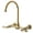 Polished Brass, variant on Kingston Brass KS1298AL Restoration Wall Mount Bridge Kitchen Faucet, Brushed Nickel