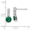 thumbnail image 3 of Sterling Silver Polished Rhodium-plated Green/Clear CZ Post Dangle Earrings, 3 of 3