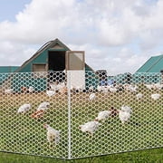 V Protek Plastic Poultry Fence- 3x15ft High Strength Poultry Netting,Chicken/Racoons/Gophor/Snakes Net Fence ,2/5 Mesh,White