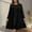 Black, variant on Plus Size Solid Color Baby Doll Dress - Women's Long Sleeve Round Neck Casual Sundress with Ruffle Hem, Oversized Flowy Beach Dress