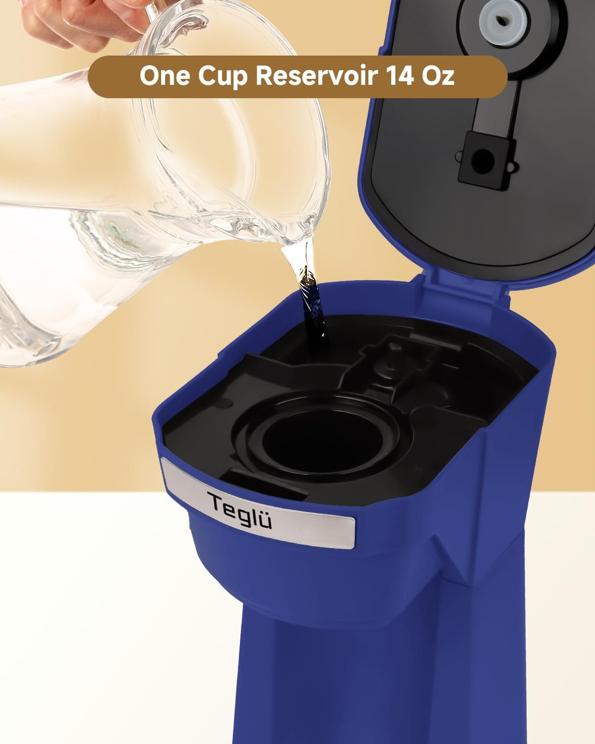 Single Serve Coffee Maker for K Cup Pod & Ground Coffee 2 in 1, K Cup Coffee Machine 14 oz Brew Size, Mini Single Cup Coffee Pod Fast Brew, Reusable Filter, Blue